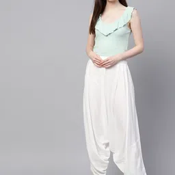 W Women White Solid Patiala Salwar image 4