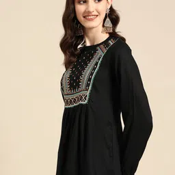 Sangria Yoke Embroidered A-Line Top image 2