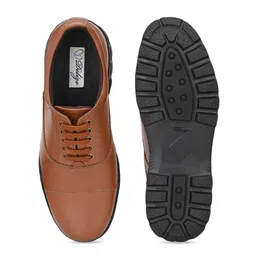 Delize Men Tan Brown Solid Leather Formal Oxfords image 5