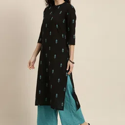 Vishudh Women Black Printed Kurta with Palazzos image 5
