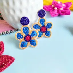 Sangria Beaded Bohemian Floral Studs Earrings image 1