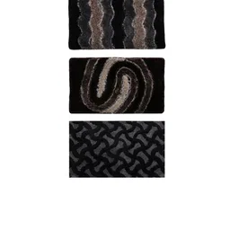 Kuber Industries Set Of 3 Black & Brown Anti Slip Door Mat image 2