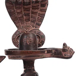Exotic India Brown Religious Nandi with Shiva Linga For Abhisheka Idol Showpiece image 3