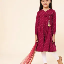 A.T.U.N. Printed Angrakha Kurta With Dupatta image 5