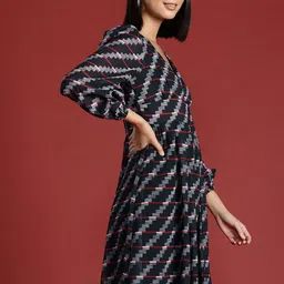 all about you formals all about you Printed Puff Sleeves A-Line Dress image 2