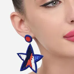 Zaveri Pearls Star Shaped Beaded Drop Earrings image 4