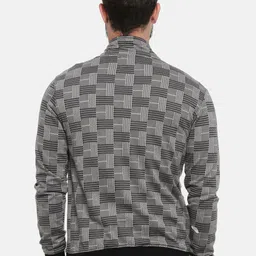 Campus Sutra Men Grey Checked Windcheater Bomber image 3