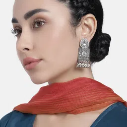 LAIDA Silver-Plated Oxidised Square Drop Earrings-picture-37