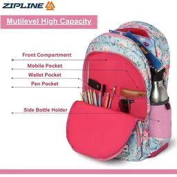 ZIPLINE Unisex Blue Backpack image 3