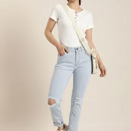 HERE&NOW Women Mid-Rise Slim Fit Mildly Distressed Stretchable Jeans-picture-30