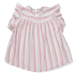 Gini and Jony Girls Vertical Striped Flutter Sleeve Cotton A-line Top-picture-36