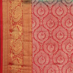 MIMOSA Green & Red Art Silk Embellished Kanjeevaram Saree image 2