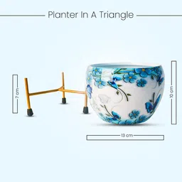 Nymph Reva Home White & Blue Printed Indoor Flower Pot image 2