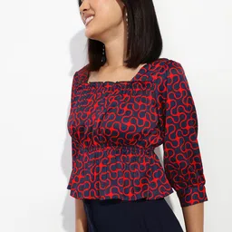 DressBerry Abstract Adventure Puff Sleeve A-Line Top image 5
