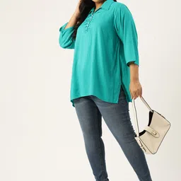 theRebelinme Plus Size Shirt Style Longline Top image 5