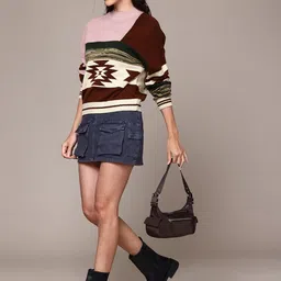 Roadster The Lifestyle Co. Acrylic Geometric Self Design Pullover image 5