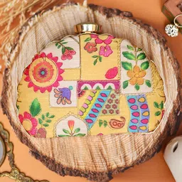 ARTKLIM Yellow & Fuchsia Embroidered Box Clutch-picture-20