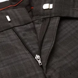 Peter England Men Charcoal Checked Slim Fit Formal Trousers image 3