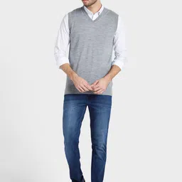 ColorPlus Men Grey Solid Sweater image 2
