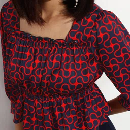 DressBerry Abstract Adventure Puff Sleeve A-Line Top image 3