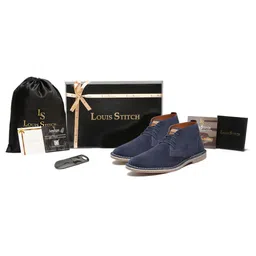 LOUIS STITCH Men Mid-Top Solid Suede Desert Boots image 4