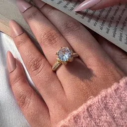 ISHKAARA Crystal Stone Studded Gold-Plated Ring image 3