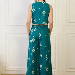 ZUMMER Printed Pure Cotton Waistcoat With Palazzos Co-Ords image 2