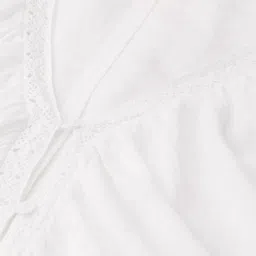 DressBerry Porcelain White Texture Play Ruffled Top image 4