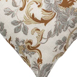 Contrast Living Set Of 2 Off-White & Grey Floral Printed Square Cushion Covers image 3