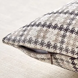 Home Centre Moonlight Grey & White Geometric Woven Design Jacquard Square Cushion Covers image 3
