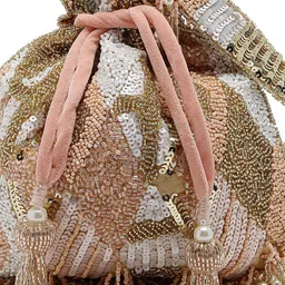 Anekaant Embellished Tasselled Potli Clutch image 2