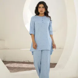 Clt.s Blue Cotton Floral Kurta and Palazzo-picture-20