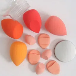 FEELHIGH Set Of 10 Beauty Sponge Blender-Mini Sponge Blender-Finger Puff With Jar image 4