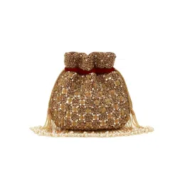 THE TAN CLAN Maroon Sehaj Tasselled Potli Bag-image-78