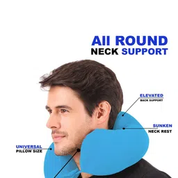 PILLOW TREE Blue U-Shape Ultra-Soft Travel Neck Pillow With Eye Mask image 4