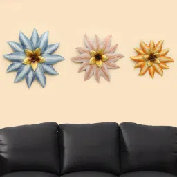 vedas Ena Flower Set Of 3 Metal Wal Art image 1
