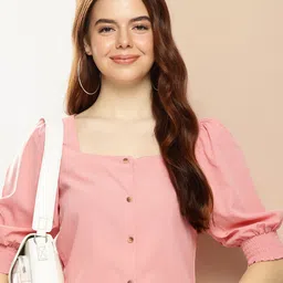 encore by INVICTUS Puff Sleeves Square Neck Top-image-73