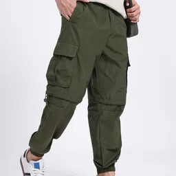 glitchez Men Loose Fit Convertible Cargo Joggers-image-54