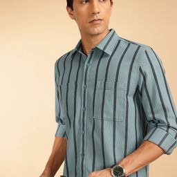 French Connection Slim Fit Vertical Stripes Pure Cotton Casual Shirt-picture-5