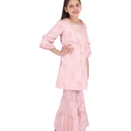Cutecumber Kids Pink Embellished  Kurta, Palazzos with Bag image 3