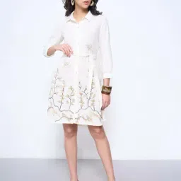 Akkriti By Pantaloons Off White Regular Fit Embroidered Dress-picture-26