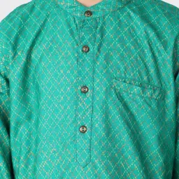 Fabindia Kids Green Printed Full Sleeves Kurta image 5