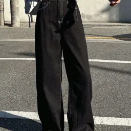 Kotty Black High Rise Wide Leg Jeans-image-66