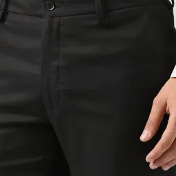 Van Heusen Black Slim Fit Texture Trousers image 4