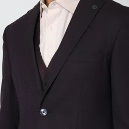 Peter England Maroon Slim Fit Self Pattern Blazer image 4