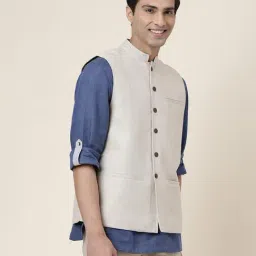 Fabindia Natural Regular Fit Woven Design Jacket image 3