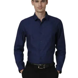 Peter England Navy Slim Fit Printed Shirt-picture-15