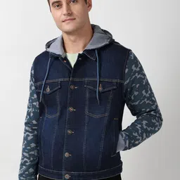 Peter England Casuals Men Hooded Washed Solid Open Front Jacket-picture-25