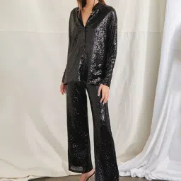 Forever 21 Black Embellished Shirt With Pants-image-83