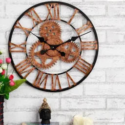 eCraftIndia Copper & Black Iron Round Wall Clock - Set of 1-image-18